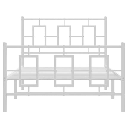 Metal Bed Frame without Mattress with Footboard White 39.4"x78.7