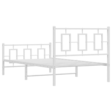 Metal Bed Frame without Mattress with Footboard White 39.4"x78.7