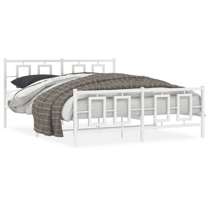 Metal Bed Frame without Mattress with Footboard White 59.1"x78.7