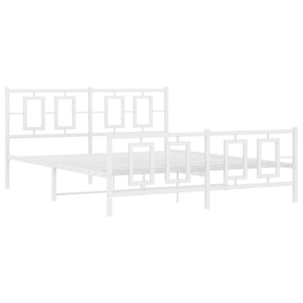 Metal Bed Frame without Mattress with Footboard White 59.1"x78.7