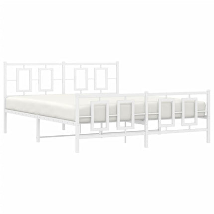 Metal Bed Frame without Mattress with Footboard White 59.1"x78.7