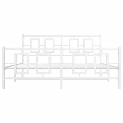 Metal Bed Frame without Mattress with Footboard White 59.1"x78.7