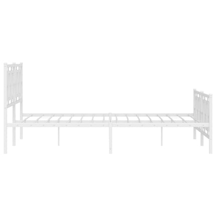 Metal Bed Frame without Mattress with Footboard White 59.1"x78.7
