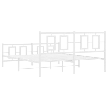 Metal Bed Frame without Mattress with Footboard White 59.1"x78.7