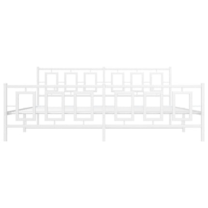 Metal Bed Frame without Mattress with Footboard White 76"x79.9
