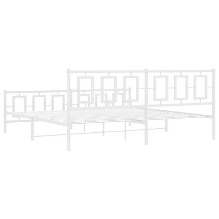 Metal Bed Frame without Mattress with Footboard White 76"x79.9