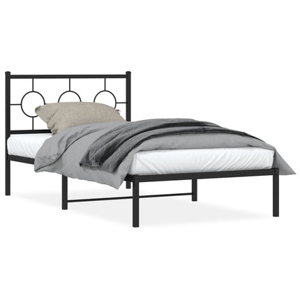 Metal Bed Frame without Mattress with Headboard Black 39.4"x78.7