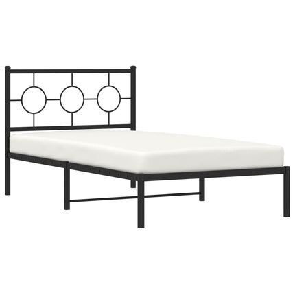 Metal Bed Frame without Mattress with Headboard Black 39.4"x78.7
