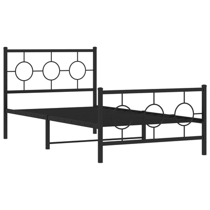 Metal Bed Frame without Mattress with Footboard Black 39.4"x78.7