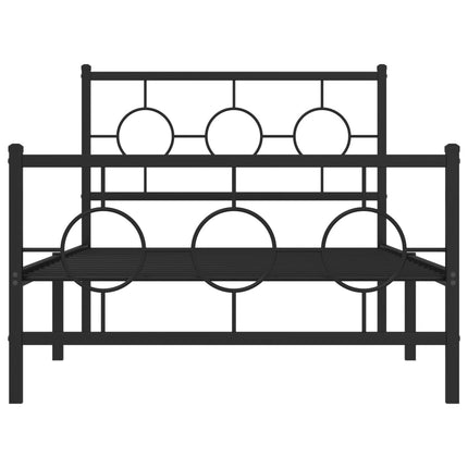 Metal Bed Frame without Mattress with Footboard Black 39.4"x78.7