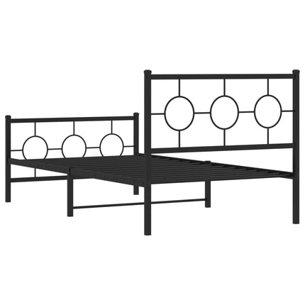 Metal Bed Frame without Mattress with Footboard Black 39.4"x78.7