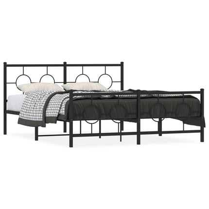 Metal Bed Frame without Mattress with Footboard Black 59.1"x78.7