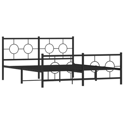 Metal Bed Frame without Mattress with Footboard Black 59.1"x78.7