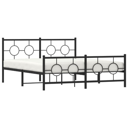 Metal Bed Frame without Mattress with Footboard Black 59.1"x78.7