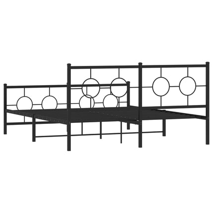 Metal Bed Frame without Mattress with Footboard Black 59.1"x78.7