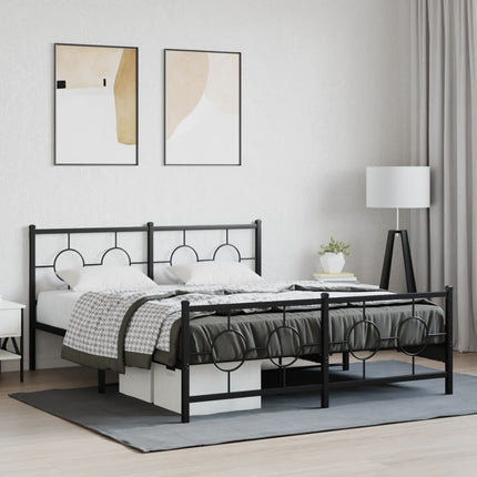 Metal Bed Frame without Mattress with Footboard Black 59.1"x78.7