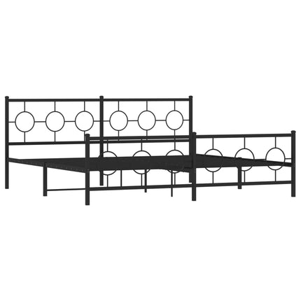 Metal Bed Frame without Mattress with Footboard Black 76"x79.9