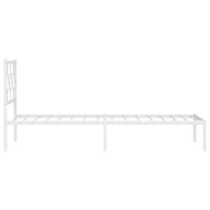 Metal Bed Frame without Mattress with Headboard White 39.4"x78.7