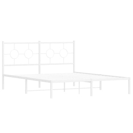 Metal Bed Frame without Mattress with Headboard White 59.1"x78.7