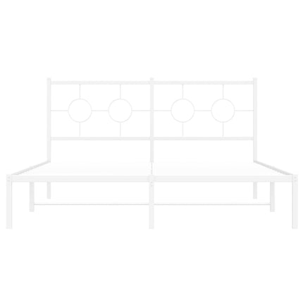 Metal Bed Frame without Mattress with Headboard White 59.1"x78.7