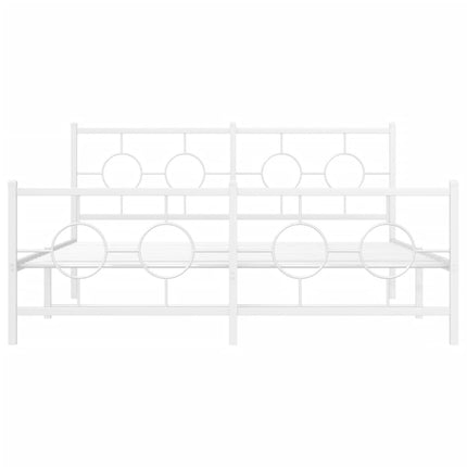 Metal Bed Frame without Mattress with Footboard White 59.1"x78.7