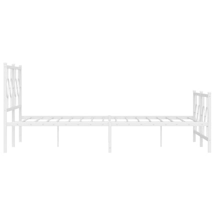 Metal Bed Frame without Mattress with Footboard White 59.1"x78.7