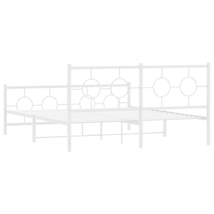 Metal Bed Frame without Mattress with Footboard White 59.1"x78.7
