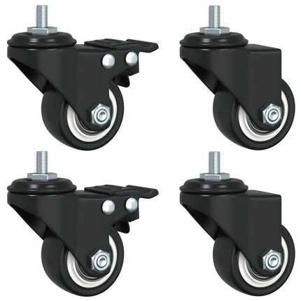 Caster Wheels 4 pcs Black 1.4" Iron