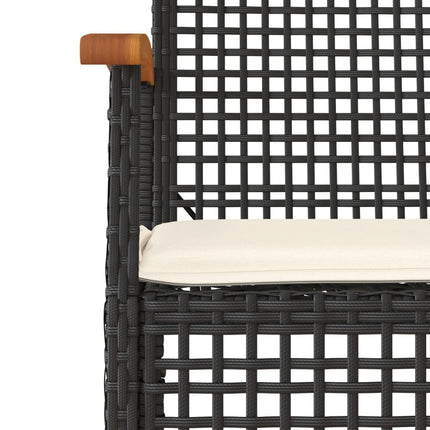 4 Piece Patio Lounge Set with Cushions Black Poly Rattan