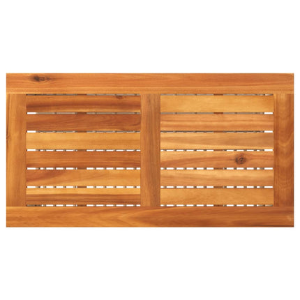 Patio Table Beige 27.6"x15"x16.5" Poly Rattan Acacia Wood