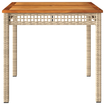 Patio Table Beige 31.5"x31.5"x29.5" Poly Rattan Acacia Wood