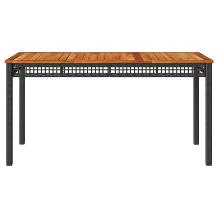 Patio Table Black 55.1"x31.5"x29.5" Poly Rattan Acacia Wood
