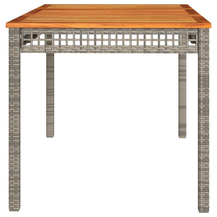 Patio Table Gray 55.1"x31.5"x29.5" Poly Rattan Acacia Wood