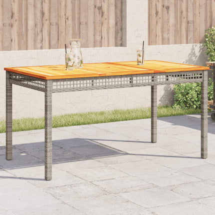 Patio Table Gray 55.1"x31.5"x29.5" Poly Rattan Acacia Wood