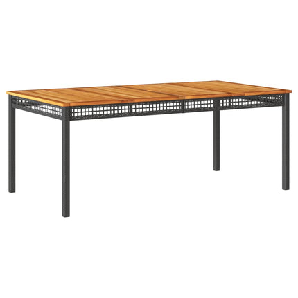Patio Table Black 70.9"x35.4"x29.5" Poly Rattan Acacia Wood
