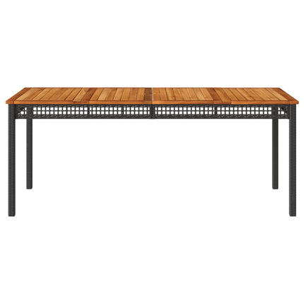 Patio Table Black 70.9"x35.4"x29.5" Poly Rattan Acacia Wood