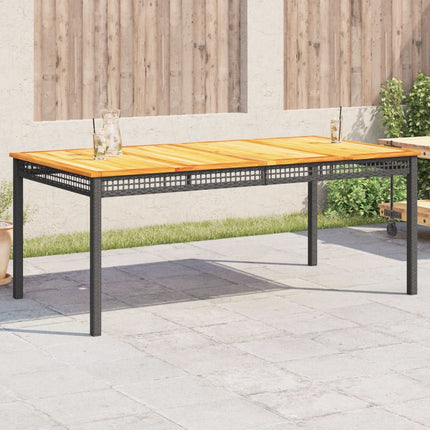 Patio Table Black 70.9"x35.4"x29.5" Poly Rattan Acacia Wood