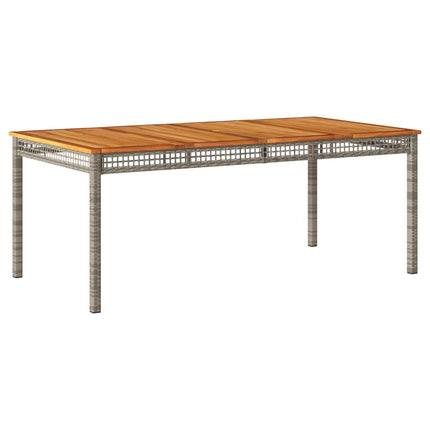 Patio Table Gray 70.9"x35.4"x29.5" Poly Rattan Acacia Wood