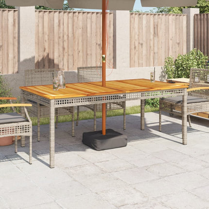 Patio Table Gray 70.9"x35.4"x29.5" Poly Rattan Acacia Wood