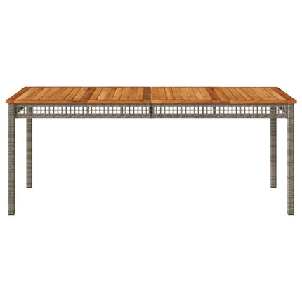 Patio Table Gray 70.9"x35.4"x29.5" Poly Rattan Acacia Wood