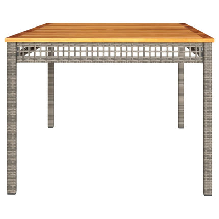 Patio Table Gray 70.9"x35.4"x29.5" Poly Rattan Acacia Wood