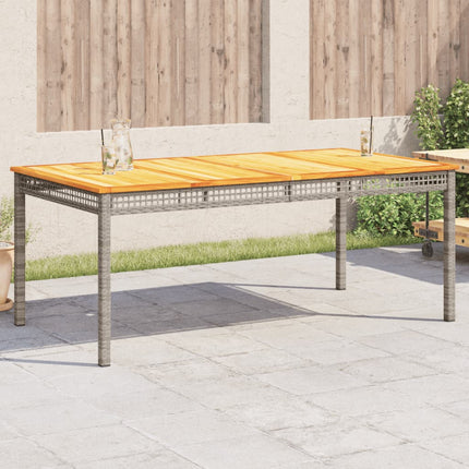 Patio Table Gray 70.9"x35.4"x29.5" Poly Rattan Acacia Wood