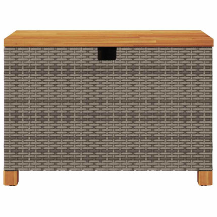 Patio Storage Box Gray 31.5"x15.7"x18.9" Poly Rattan Acacia Wood