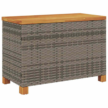 Patio Storage Box Gray 31.5"x15.7"x18.9" Poly Rattan Acacia Wood