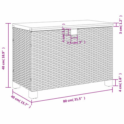 Patio Storage Box Gray 31.5"x15.7"x18.9" Poly Rattan Acacia Wood