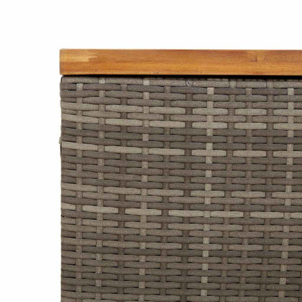 Patio Storage Box Gray 43.3"x21.7"x24.8" Poly Rattan Acacia Wood