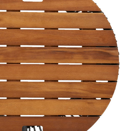 Patio Side Tables 2 pcs with Wooden Top Gray Poly Rattan