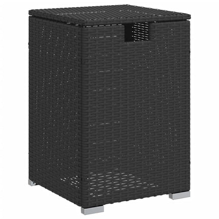 Propane Tank Cover Table Black 15.7"x15.7"x23.6" Poly Rattan