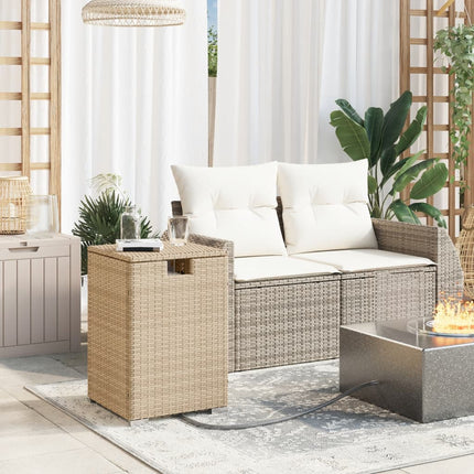 Propane Tank Cover Table Beige 15.7"x15.7"x23.6" Poly Rattan