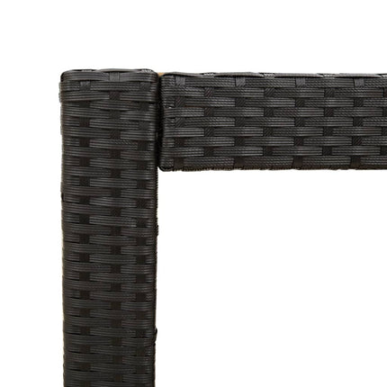 Patio Side Table with Wooden Top Black 23.6"x15.7"x29.5" Poly Rattan